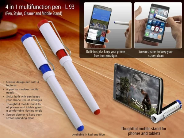 L-93 4 in 1 multifunction pen (Pen, Stylus, Cleaner and Mobile Stand)